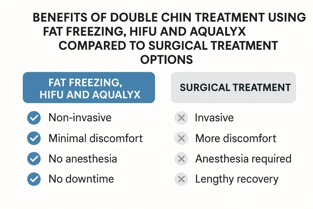 Graphic about the benefits of double chin treatment Yeovil - from LA LIPO