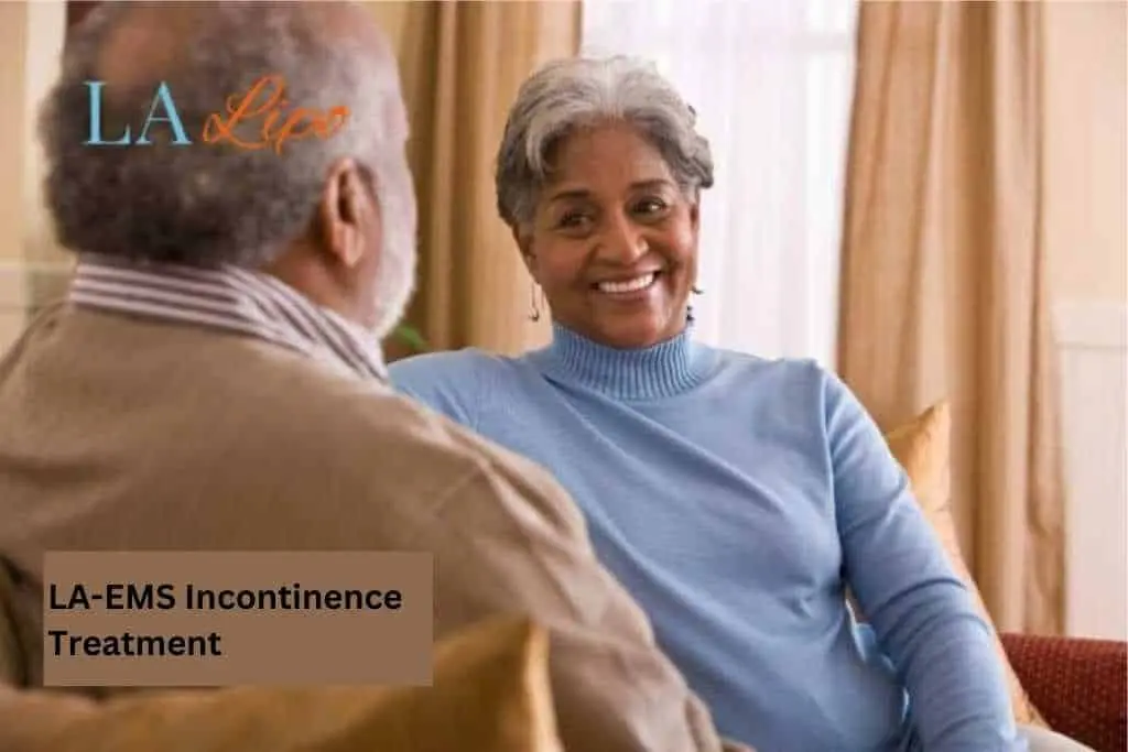 Couple sat smiling at each other - LA-EMS treatment Yeovil